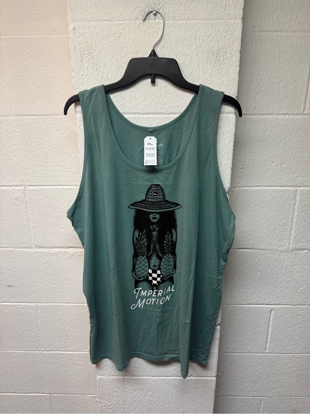 Imperial Motion Sage Green Graphic Tank with Black Print